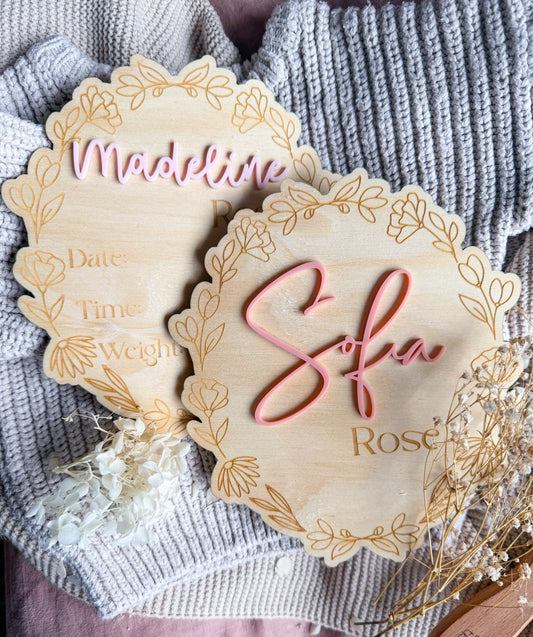 Bloom Birth Detail Plaque