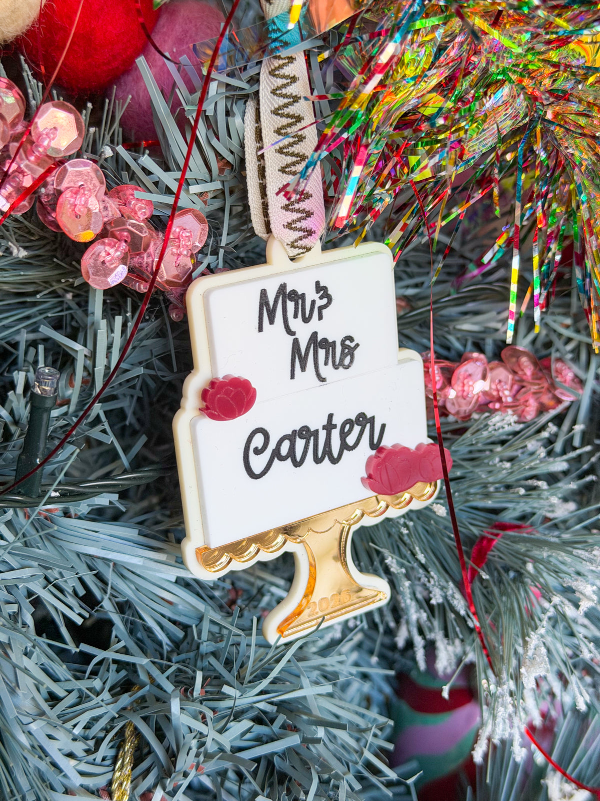 Married & Merry— Personalised Wedding Cake Ornament