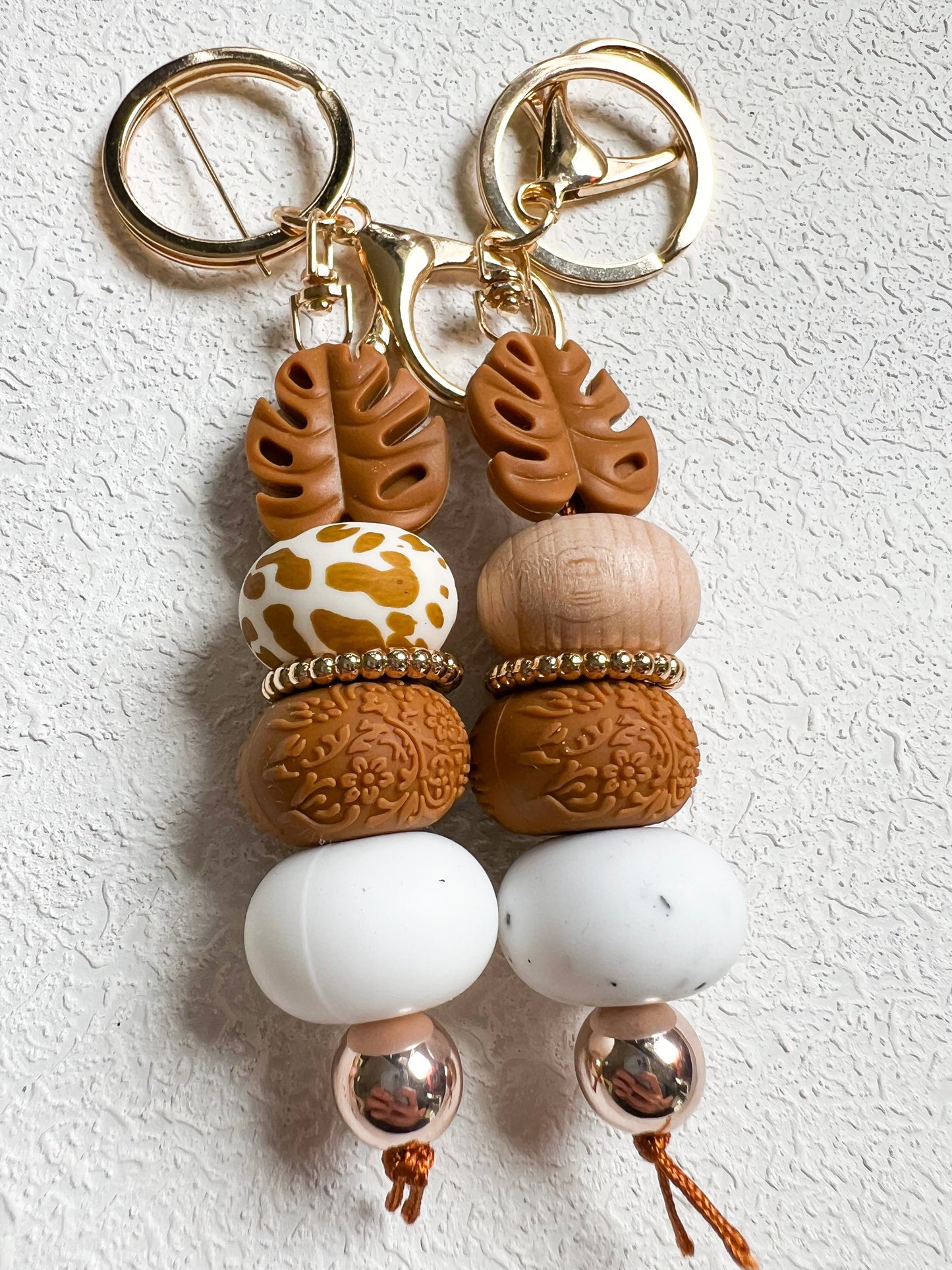Chocolate Monstera Leaf Keychain