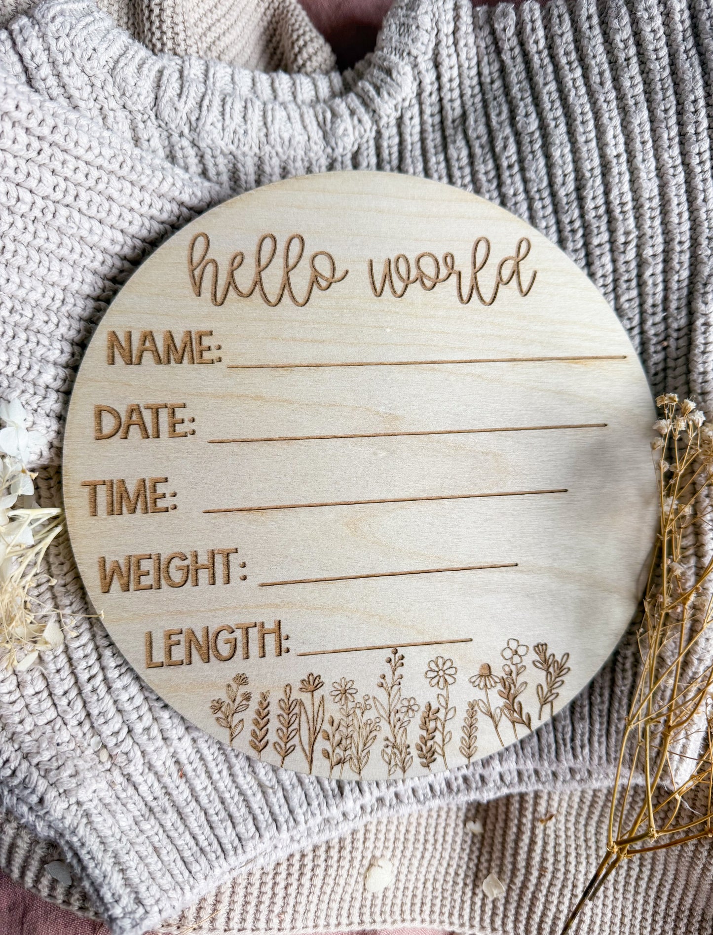 Wildflower Birth Detail Plaque