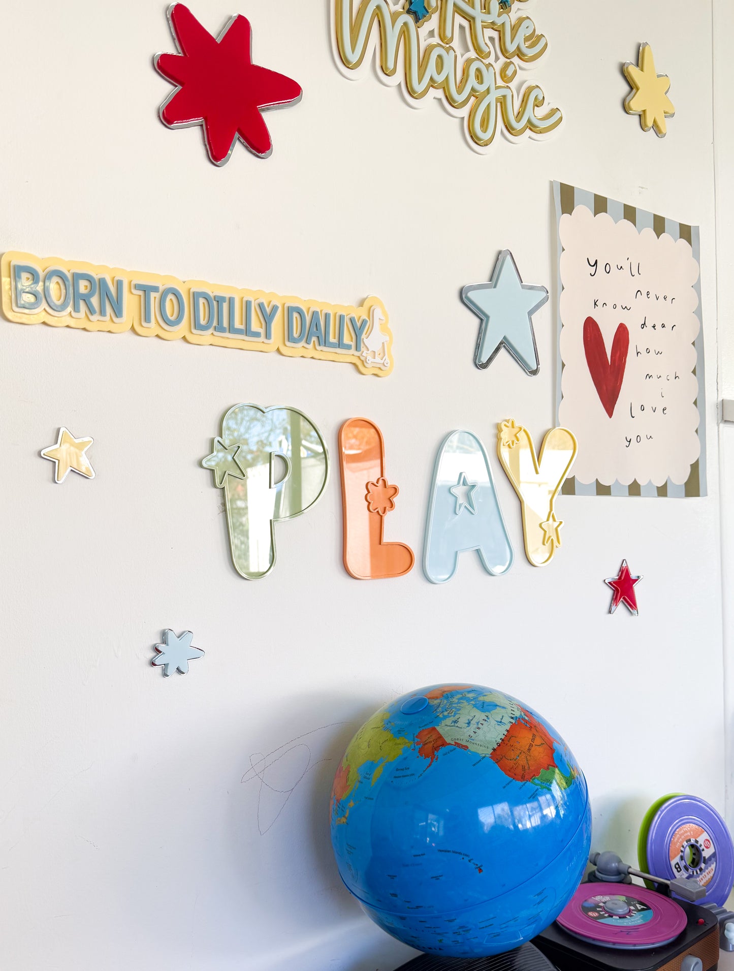 Kids "Play" Starburst Letter Sign