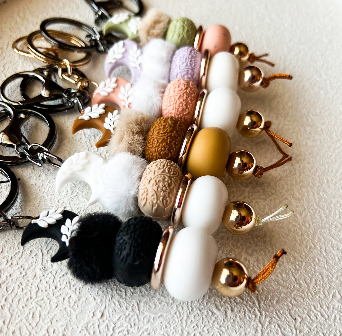 Fluffy Crescent Moon Keychains