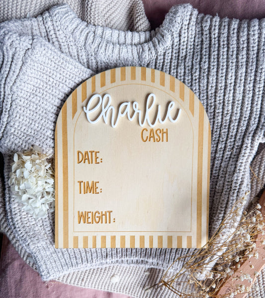 Sundays Birth Detail Plaque