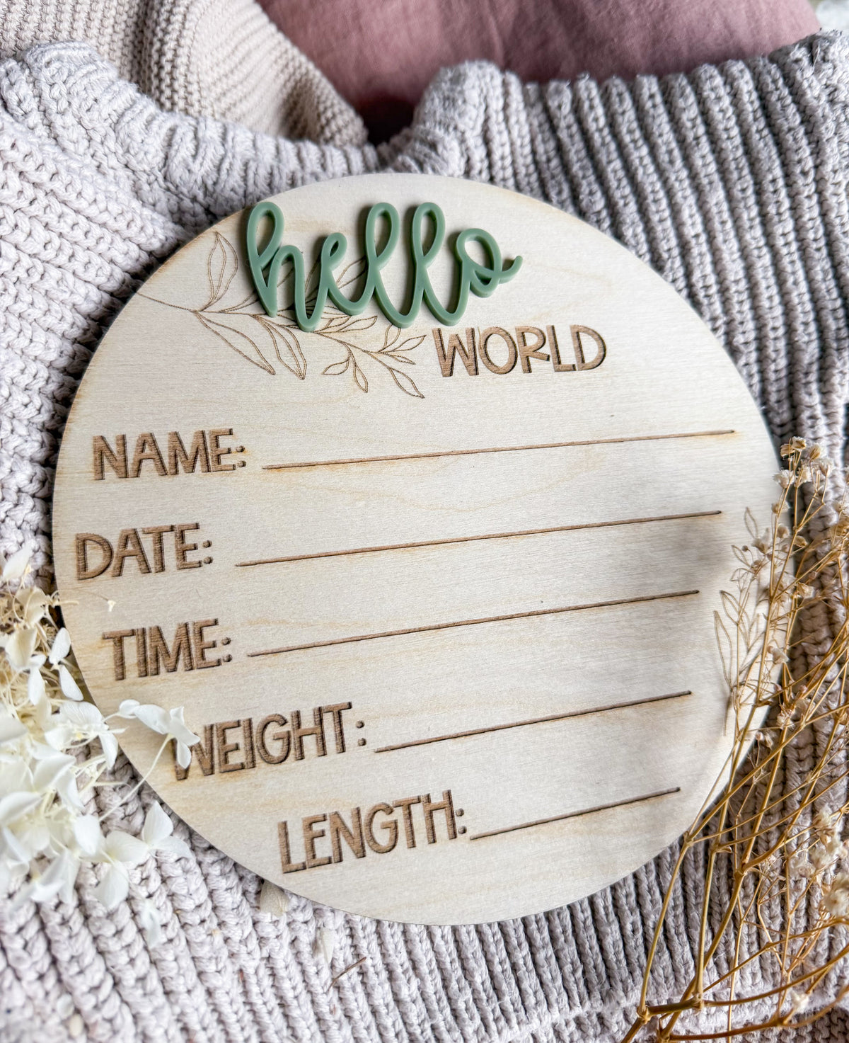 Fern Birth Detail Plaque