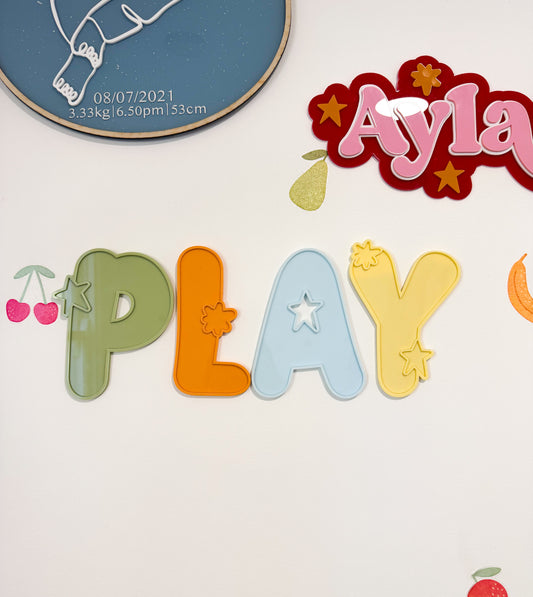 Kids "Play" Starburst Letter Sign