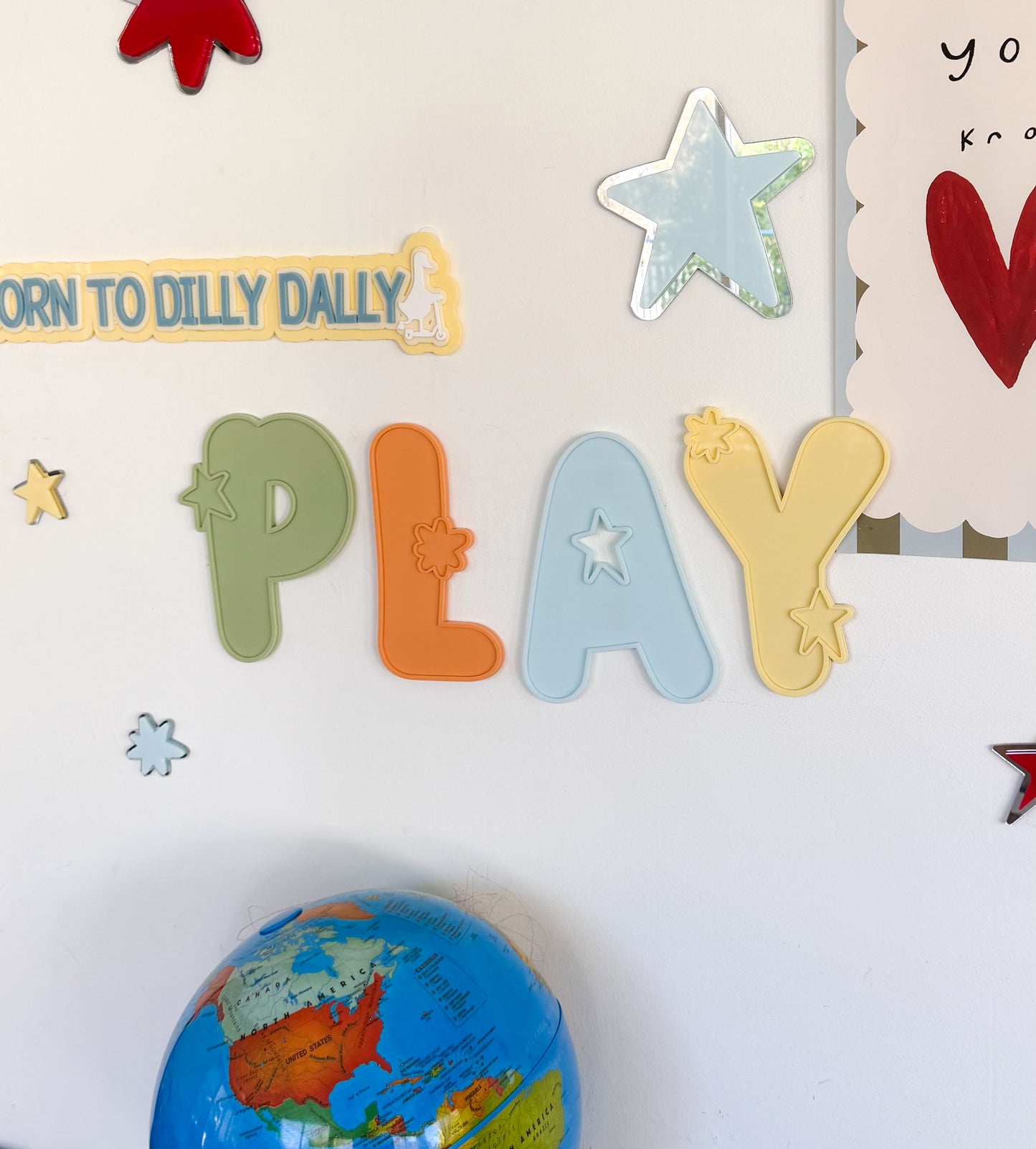 Kids "Play" Starburst Letter Sign