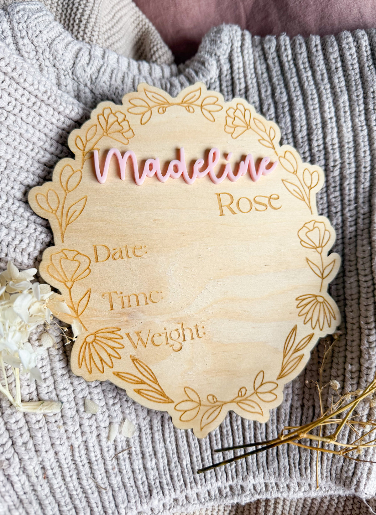 Bloom Birth Detail Plaque