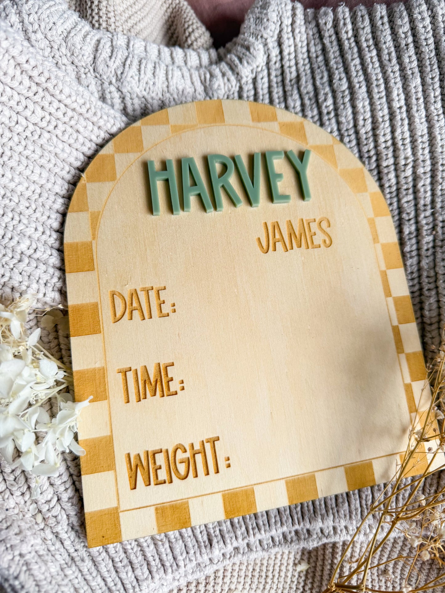 Checker Birth Detail Plaque