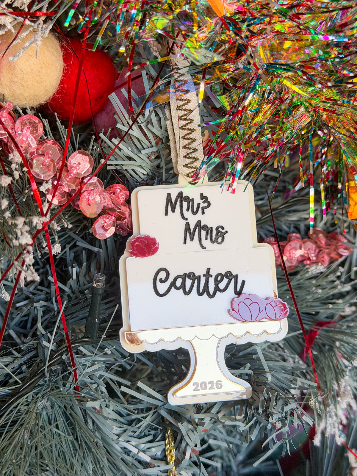 Married & Merry— Personalised Wedding Cake Ornament