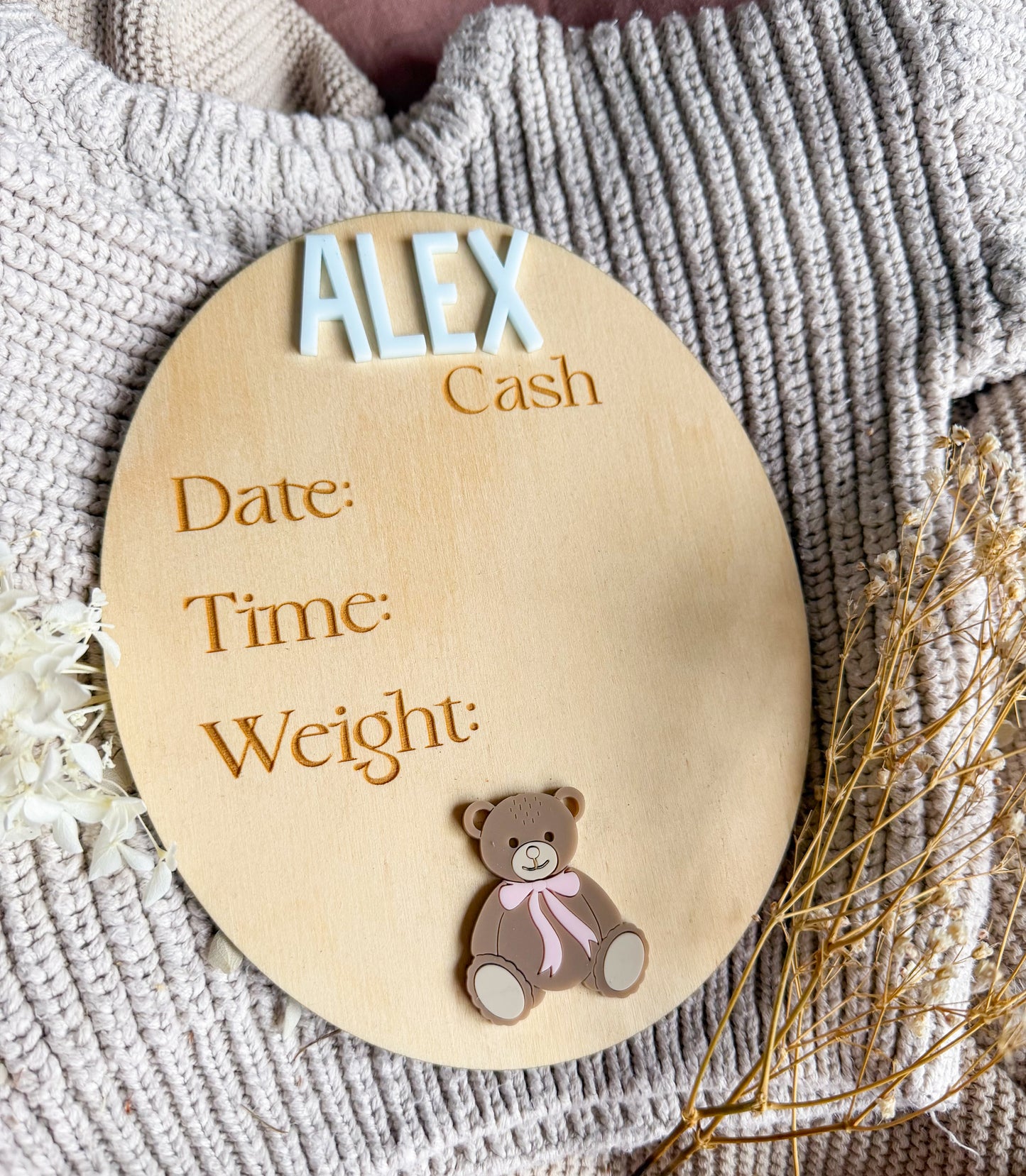 Beary Birth Details Plaque