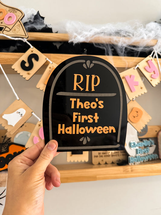 Personalised First Halloween Tombstone Sign