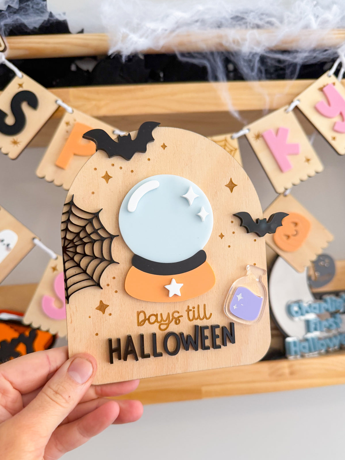 Crystal Ball Halloween Countdown Sign