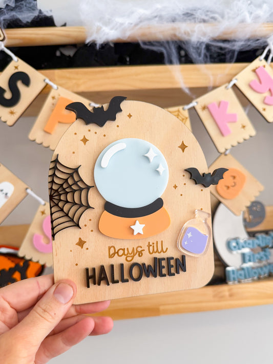 Crystal Ball Halloween Countdown Sign