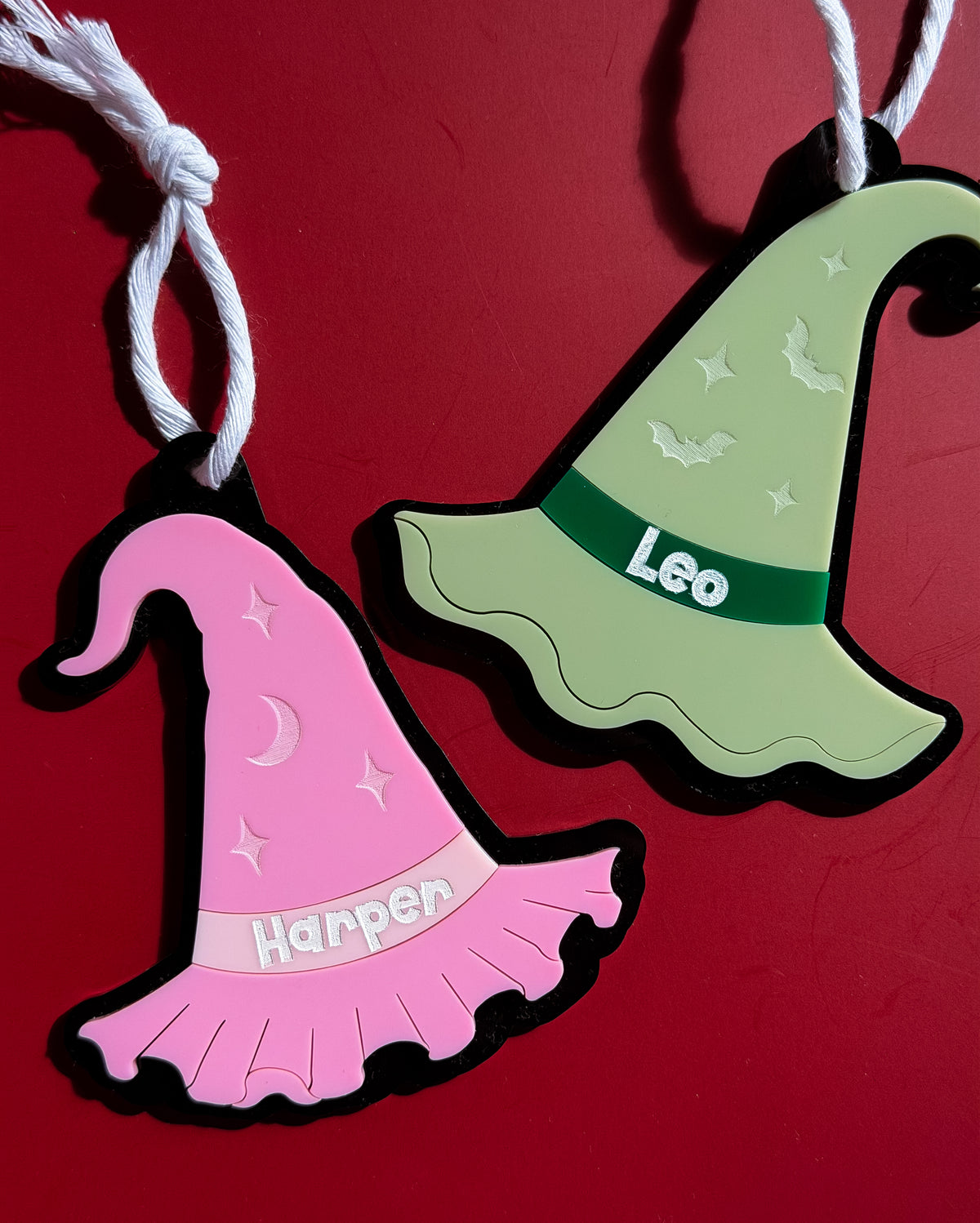 Personalised Acrylic Witch Hat Tag