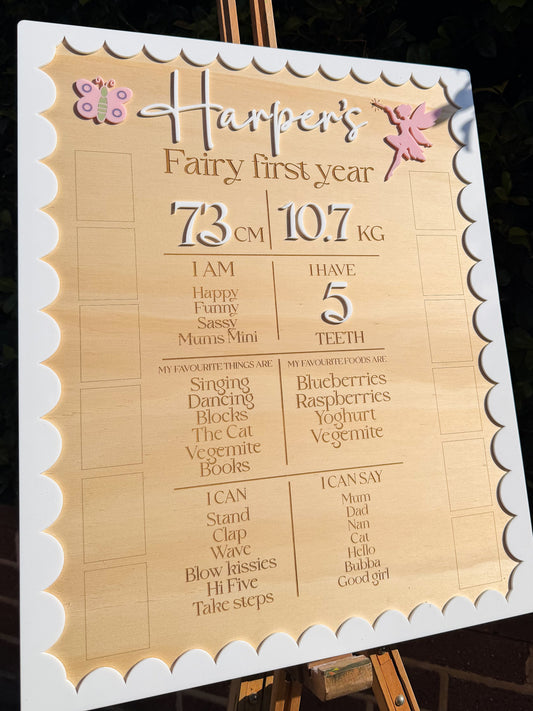 First birthday milestone board
