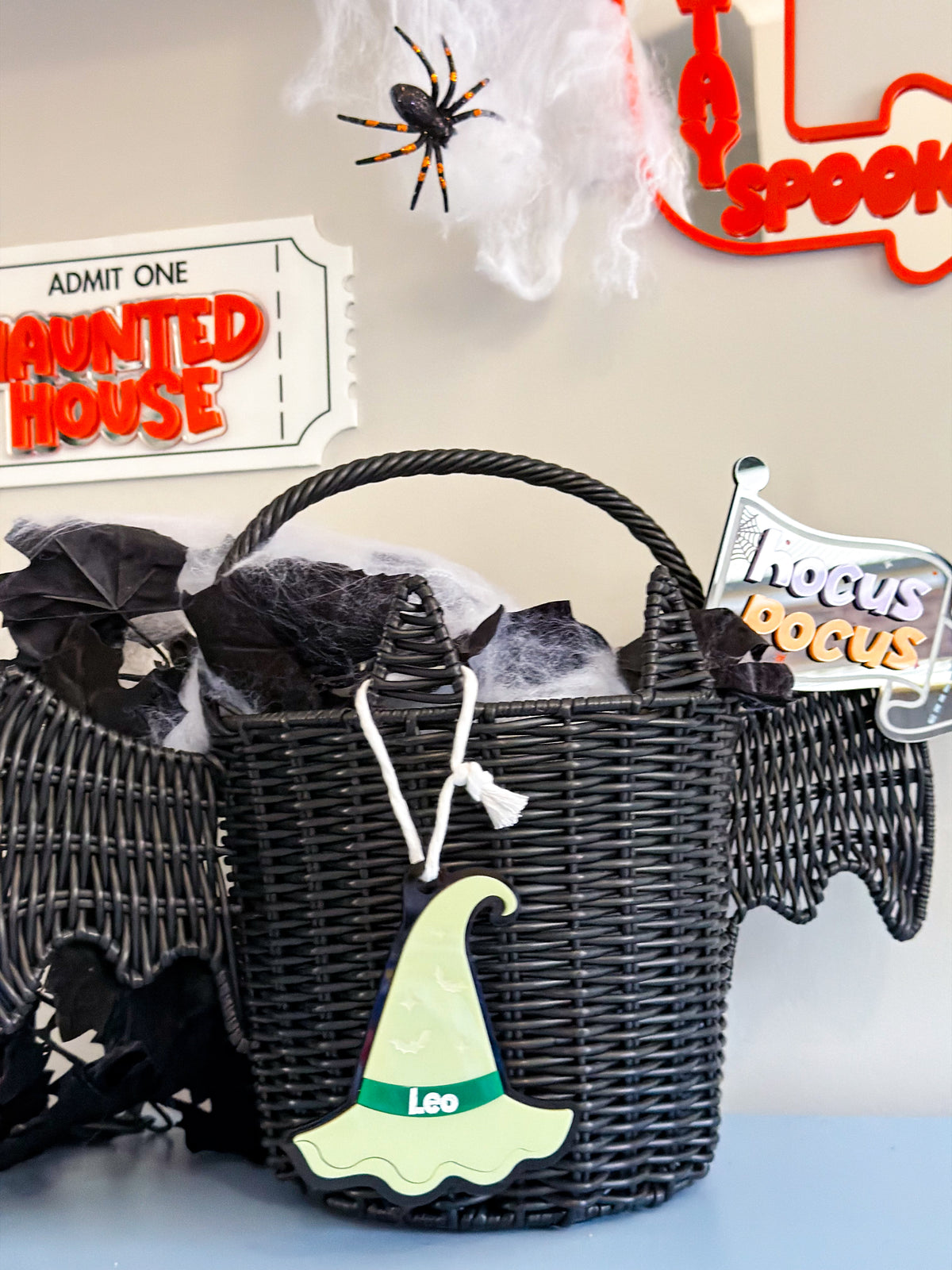 Personalised Acrylic Witch Hat Tag