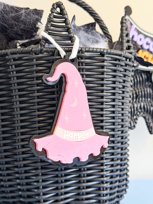 Personalised Acrylic Witch Hat Tag