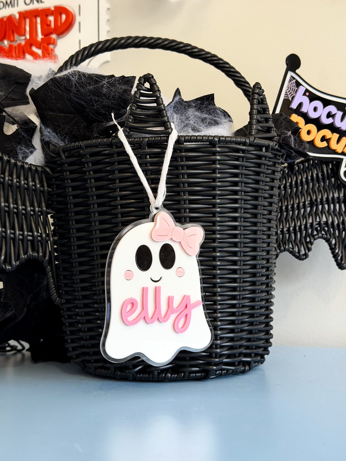 Personalised Acrylic Halloween Ghost Tag