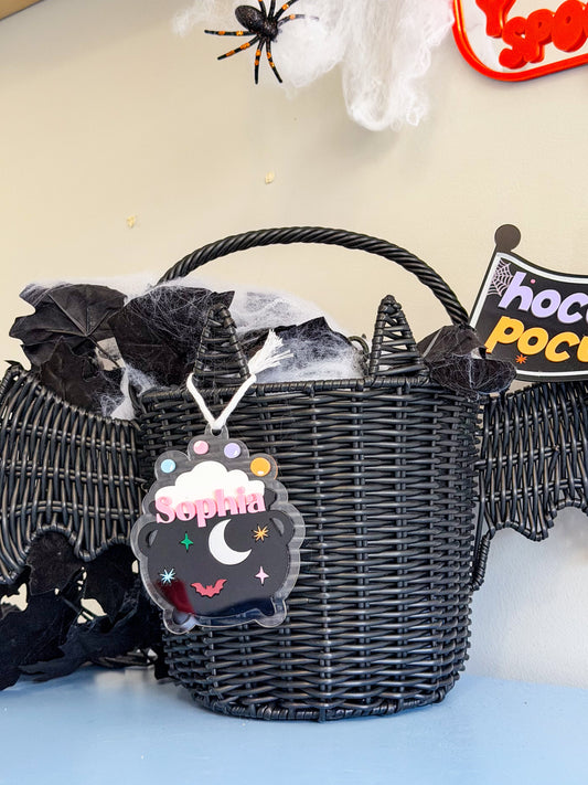 Personalised Acrylic Halloween Cauldron Tag