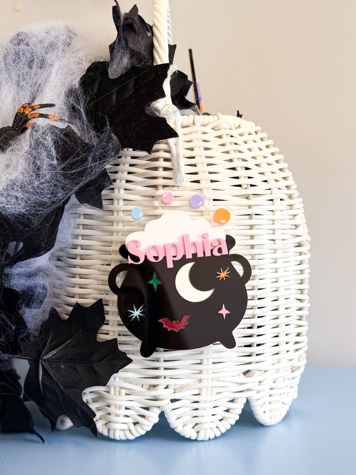 Personalised Acrylic Halloween Cauldron Tag