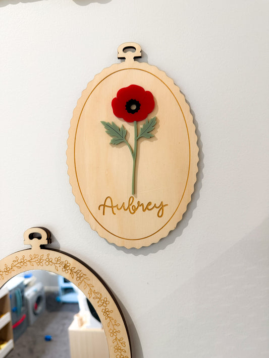 Personalised Birth Flower Wall Plaque
