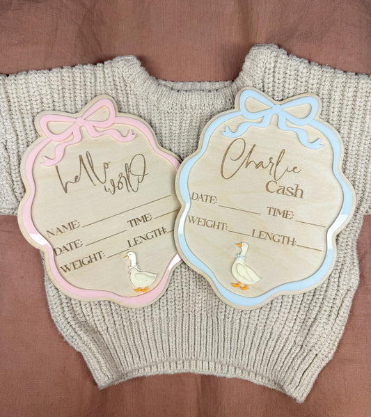 Little Goose Birth Announcement Plaque