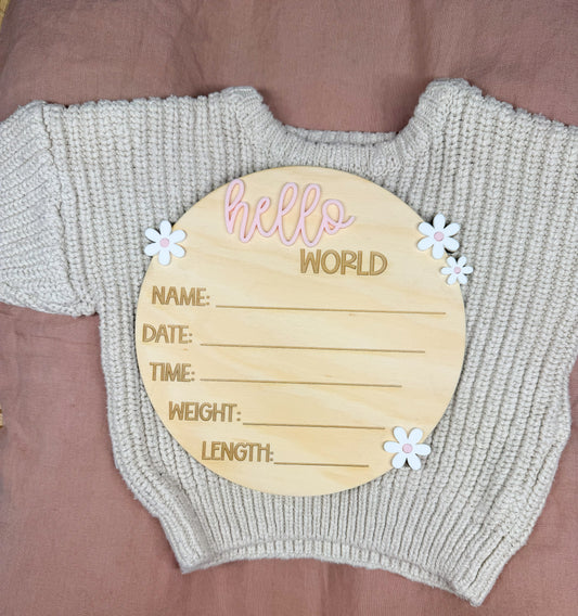 Daisy Birth Detail Plaque