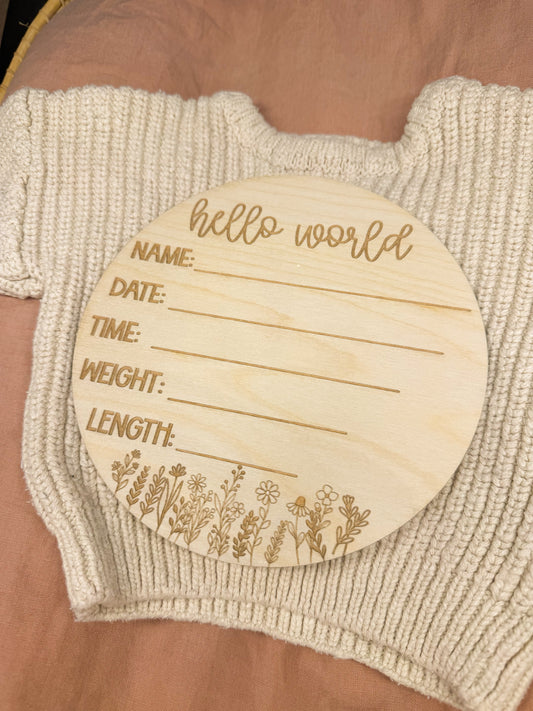 Wildflower Birth Detail Plaque