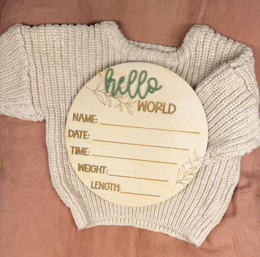 Fern Birth Detail Plaque