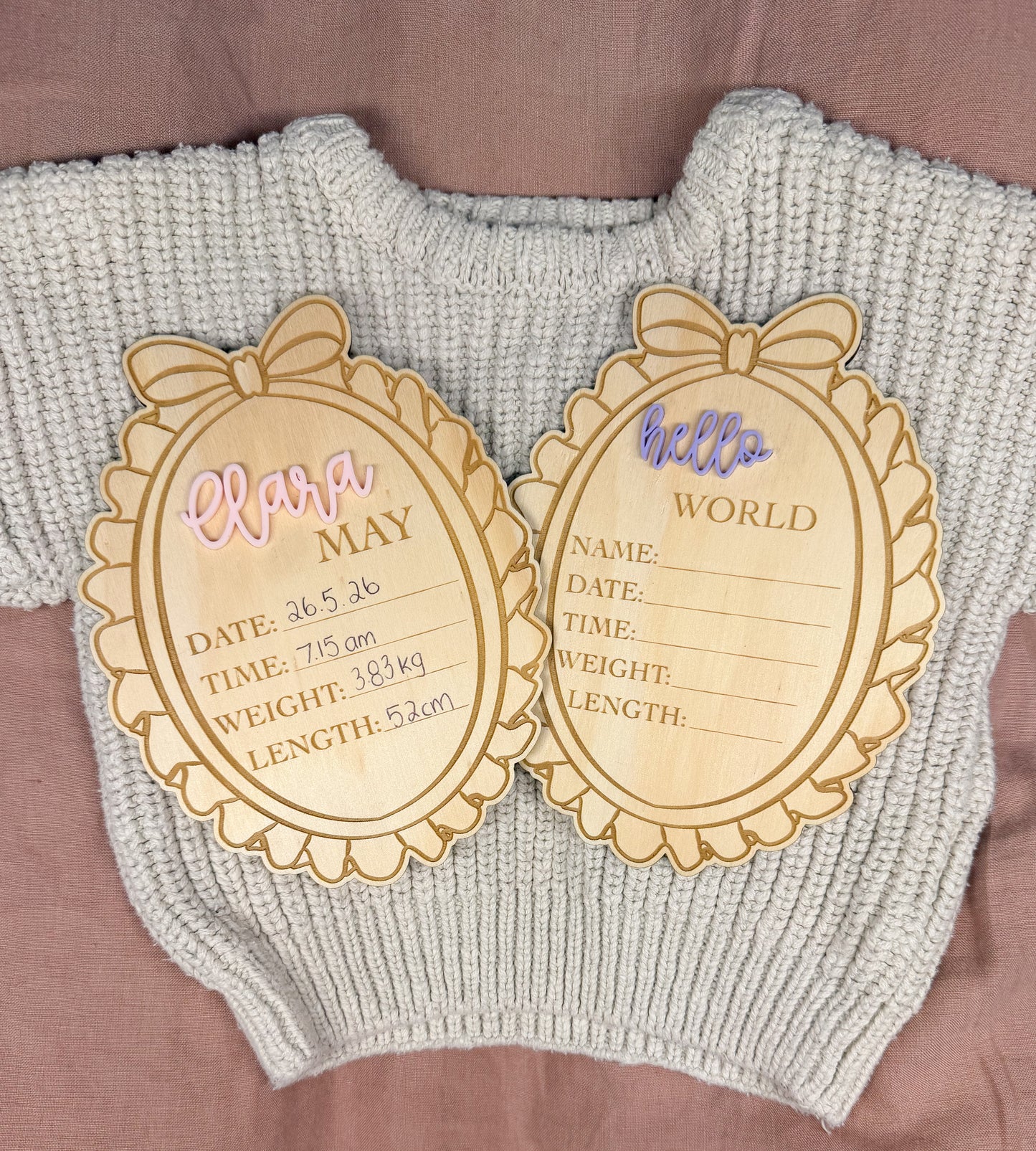 Bow Birth Announcement Plaque