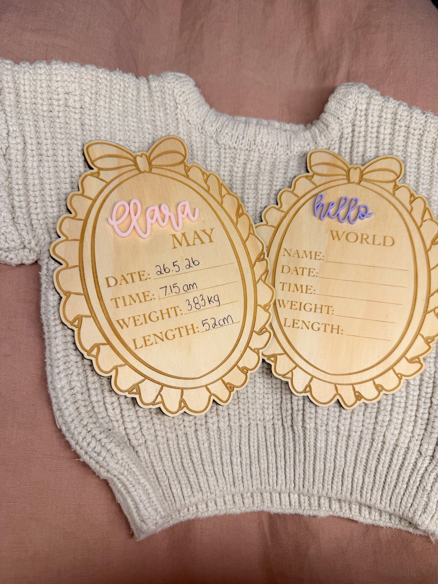 Bow Birth Announcement Plaque