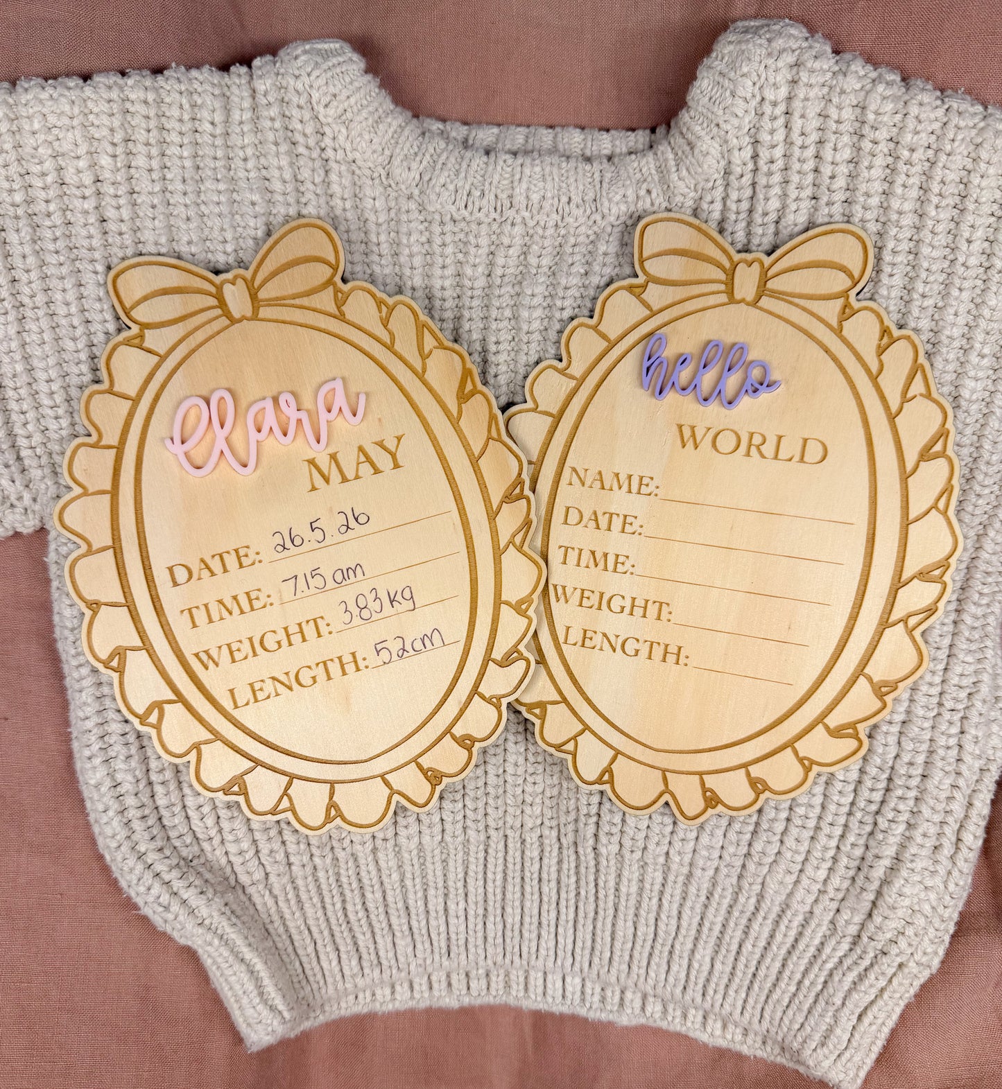 Bow Birth Announcement Plaque