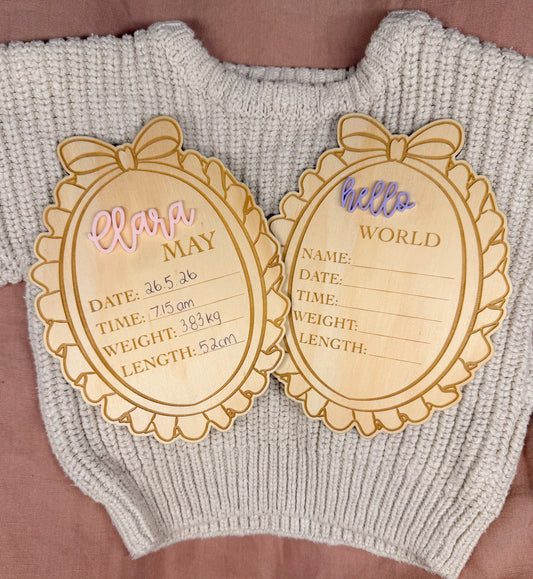 Bow Birth Announcement Plaque