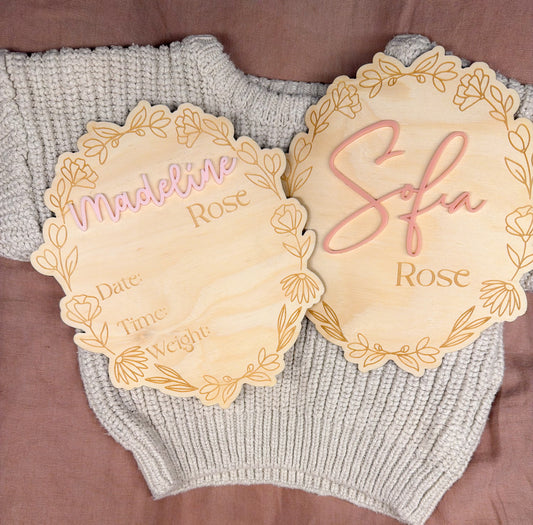 Bloom Birth Detail Plaque