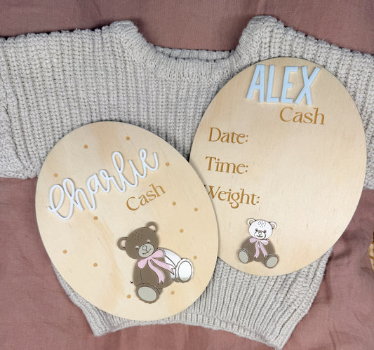 Beary Birth Details Plaque
