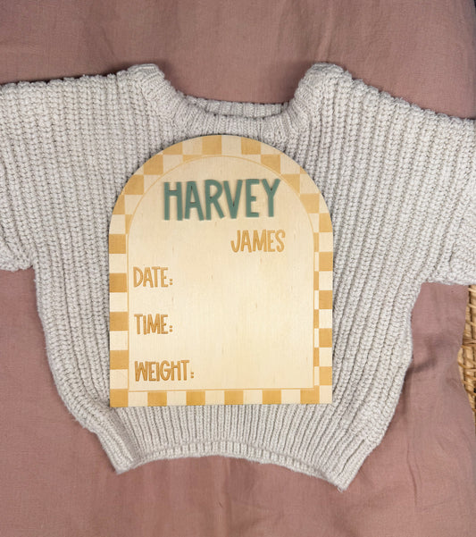 Checker Birth Detail Plaque