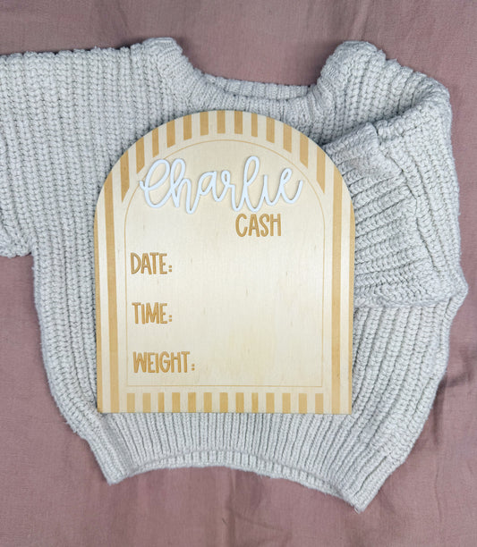 Sundays Birth Detail Plaque