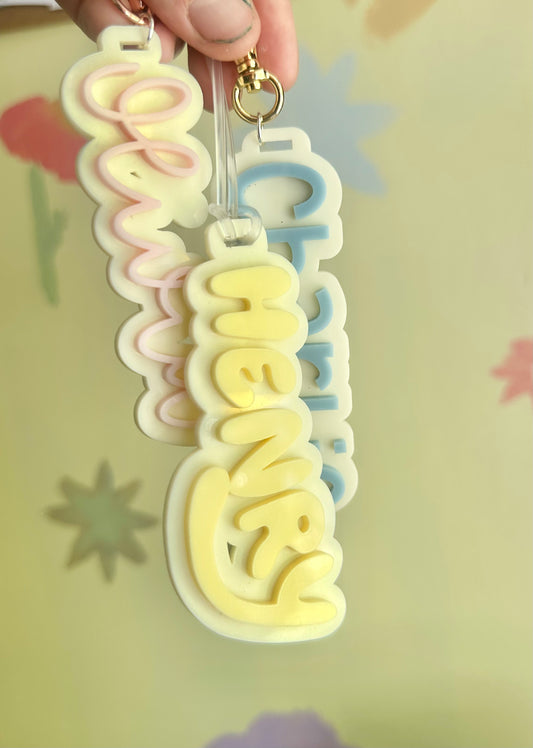 Personalised acrylic bag tags