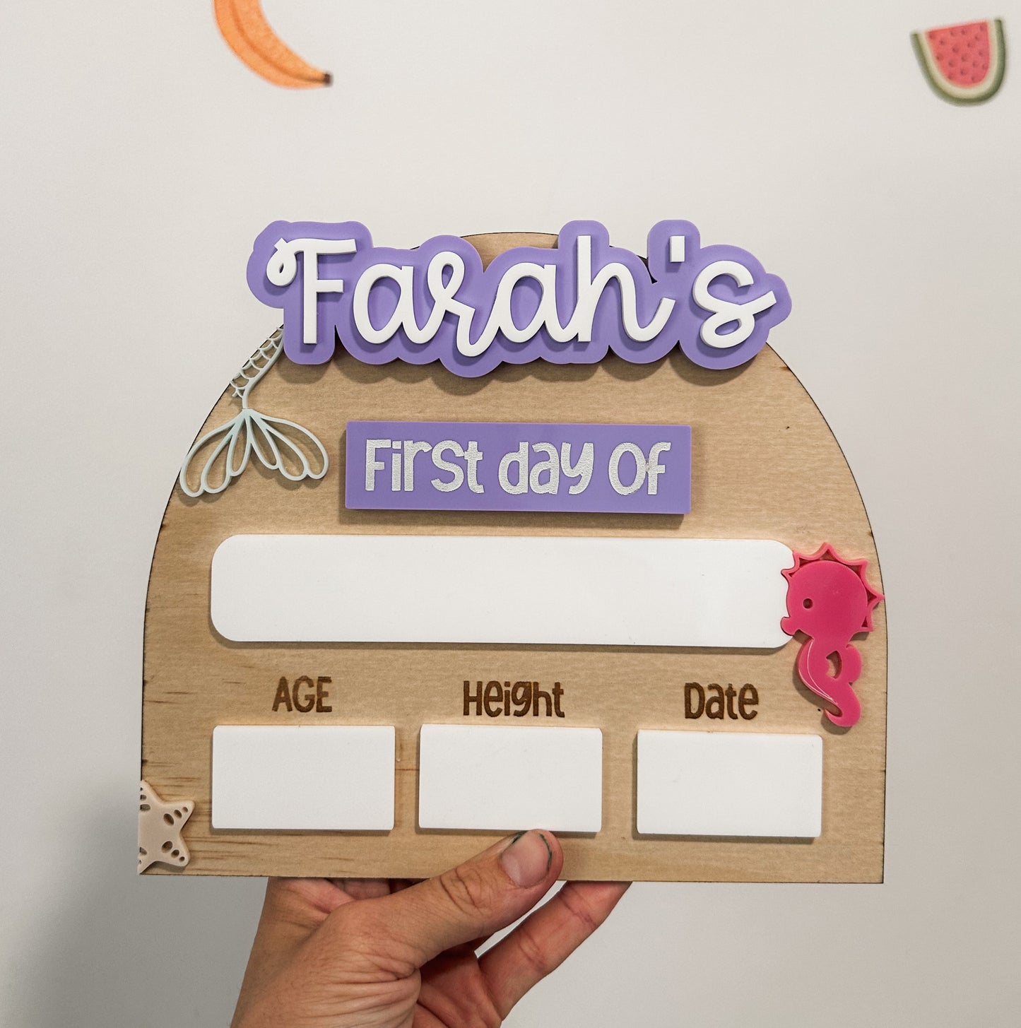 Personalised Mermaid first & last day boards