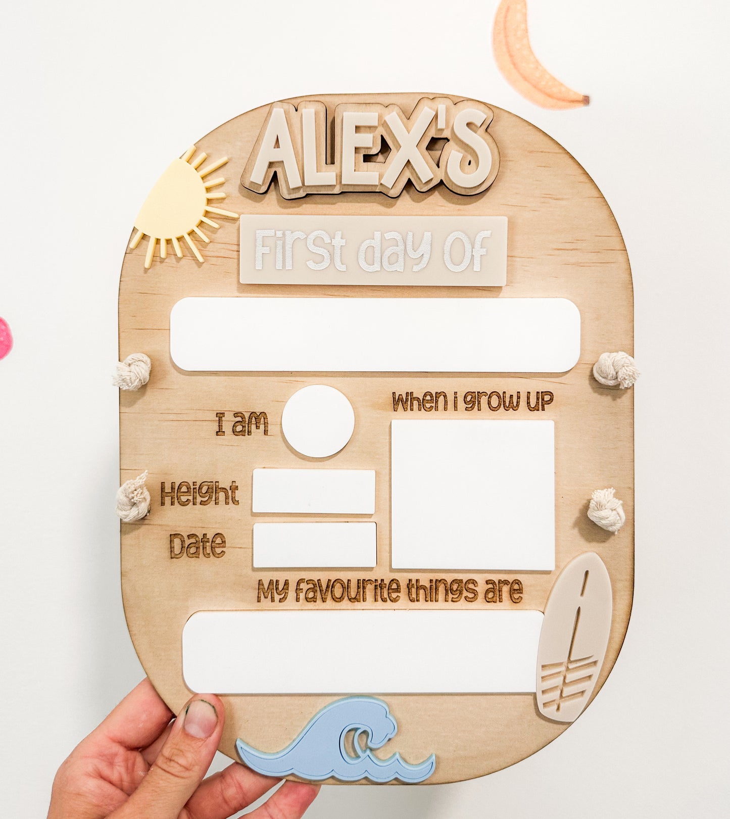 Personalised Beachy first & last day boards