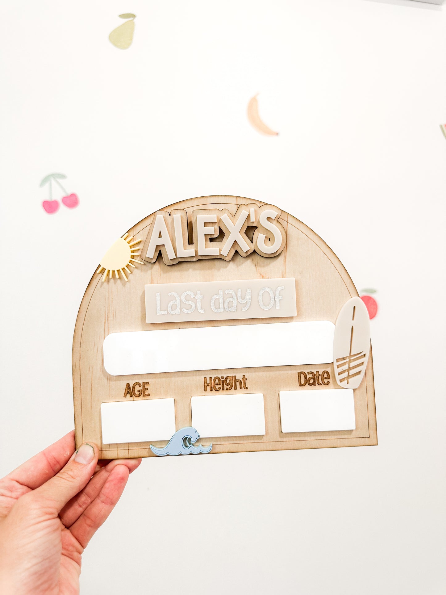 Personalised Beachy first & last day boards