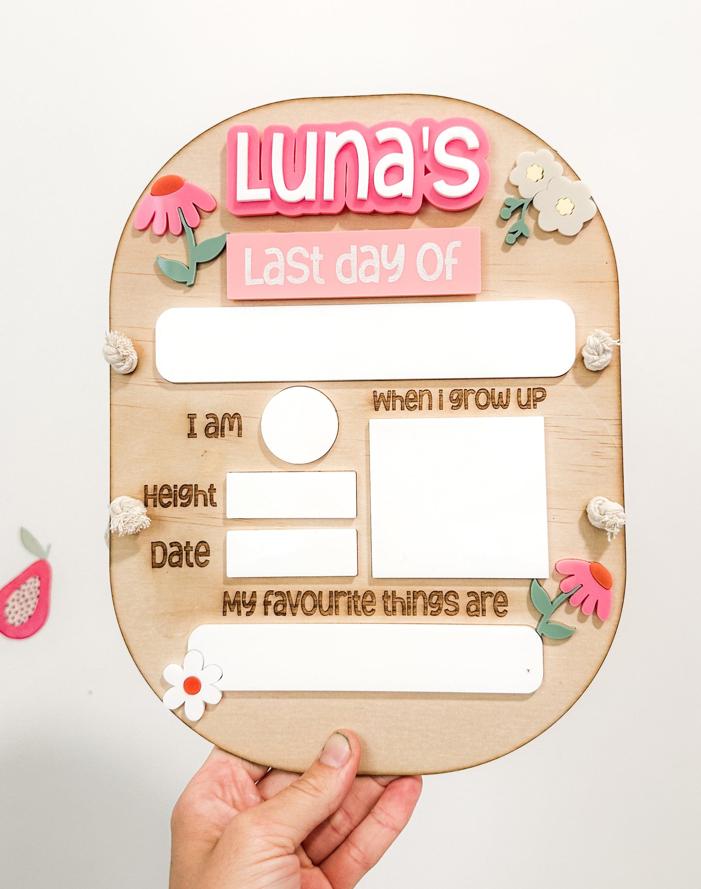 Personalised Wildflower first & last day boards