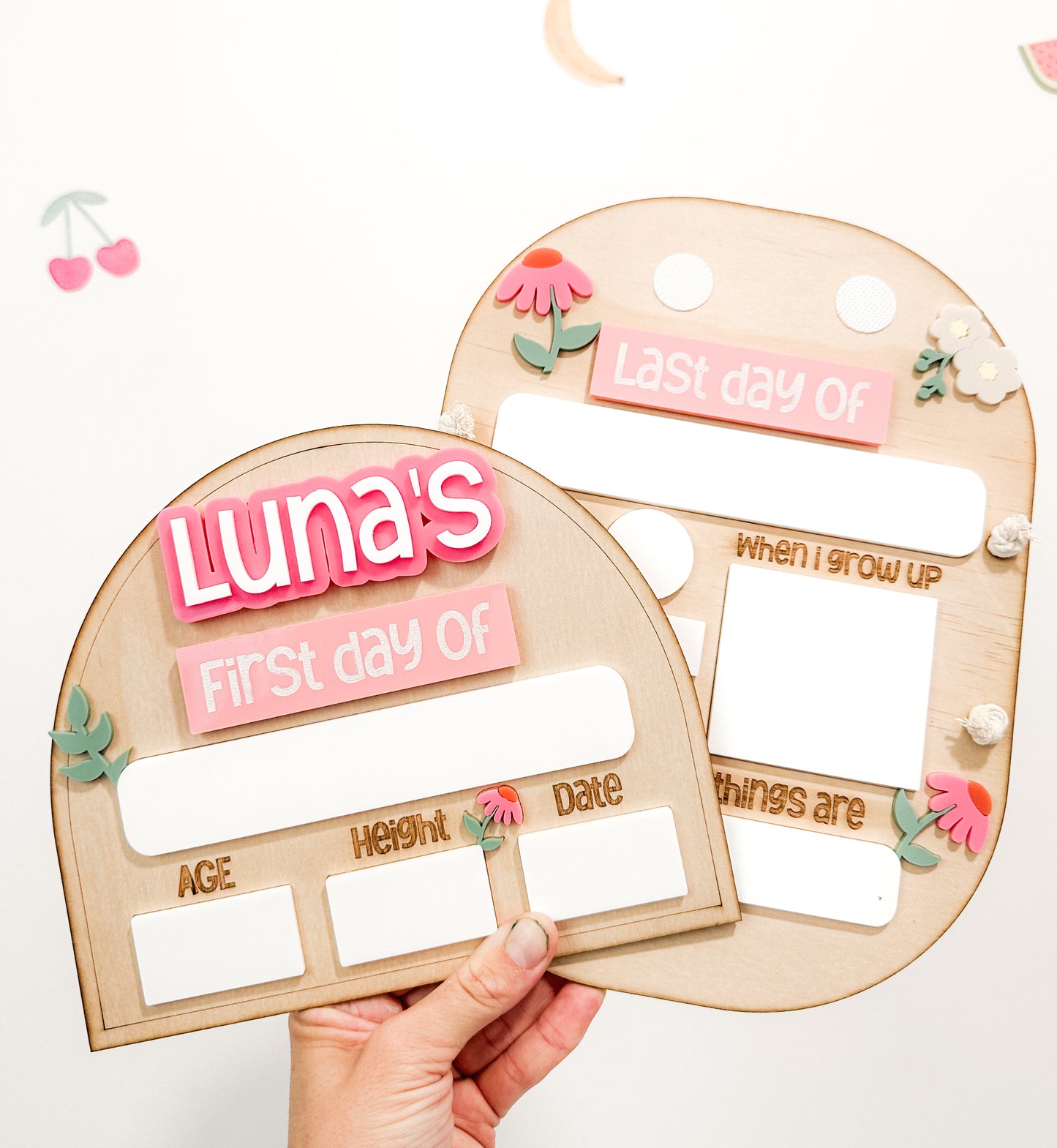 Personalised Wildflower first & last day boards