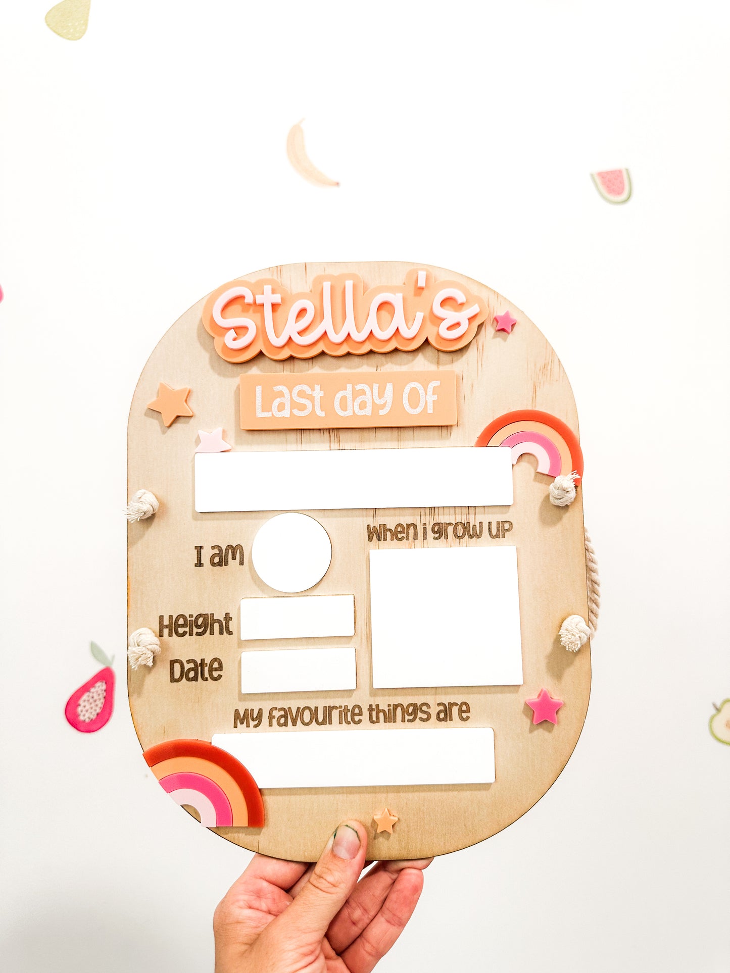 Personalised Rainbow first & last day boards