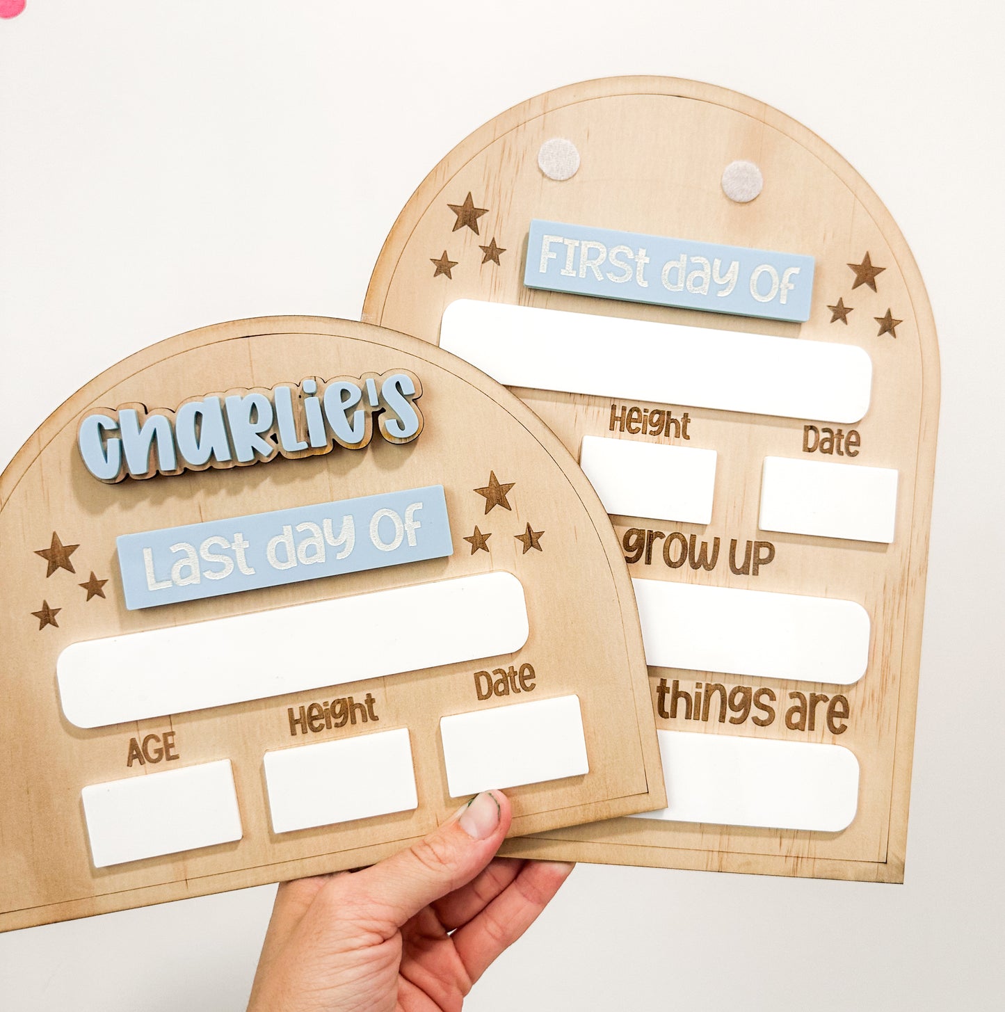 Personalised Stars first & last day boards