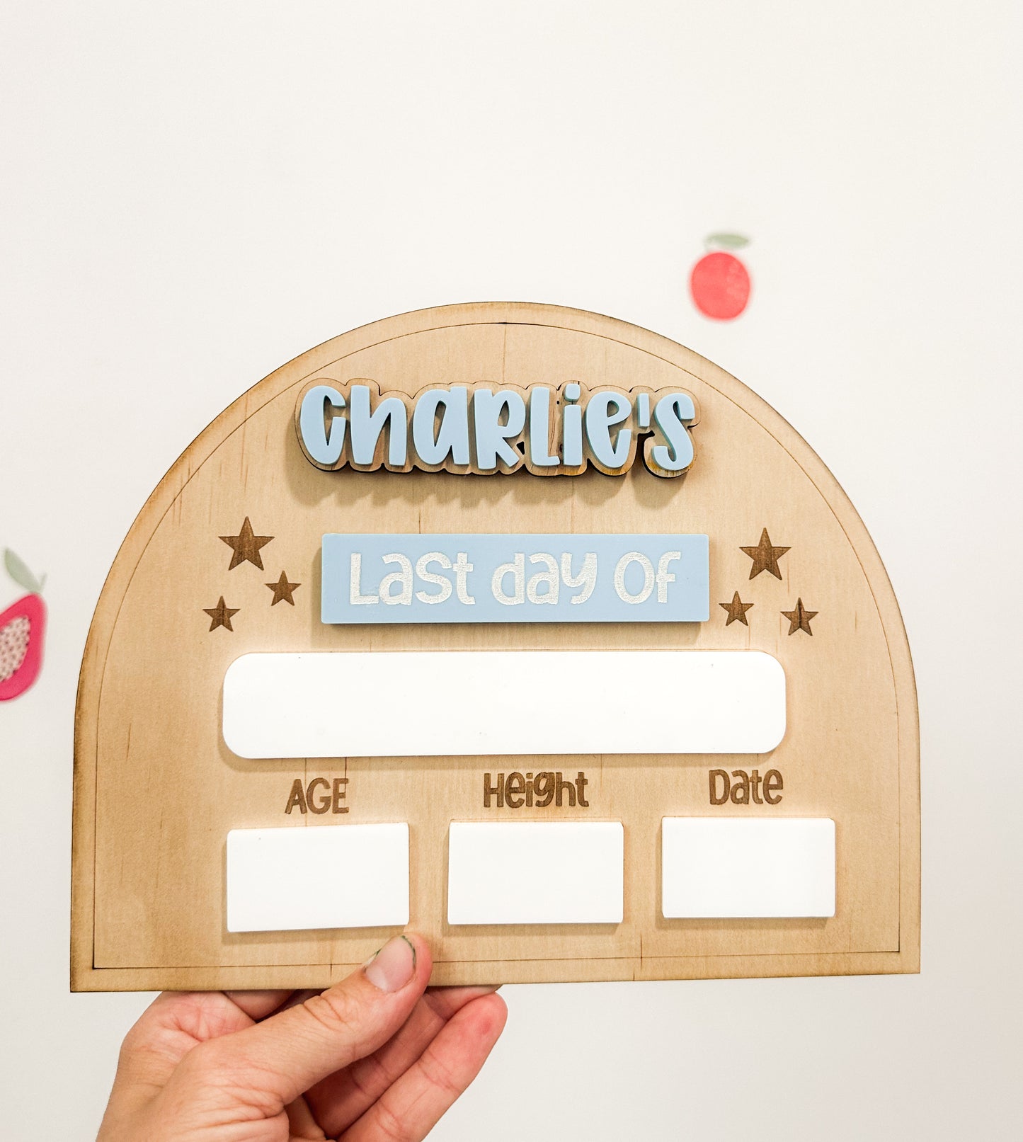 Personalised Stars first & last day boards