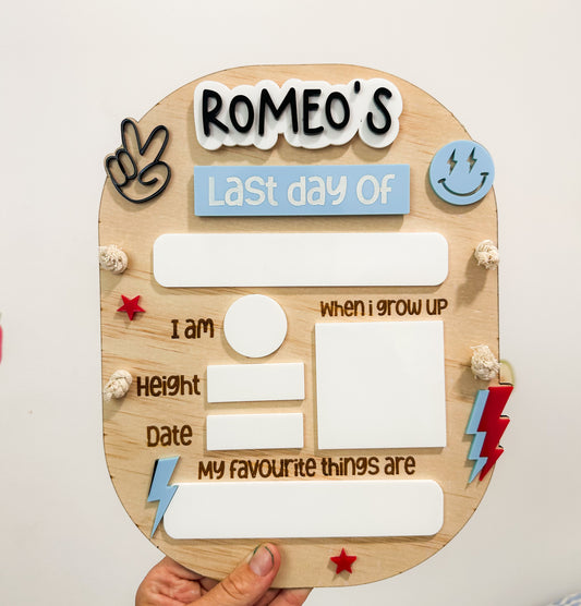Personalised Retro first & last day boards