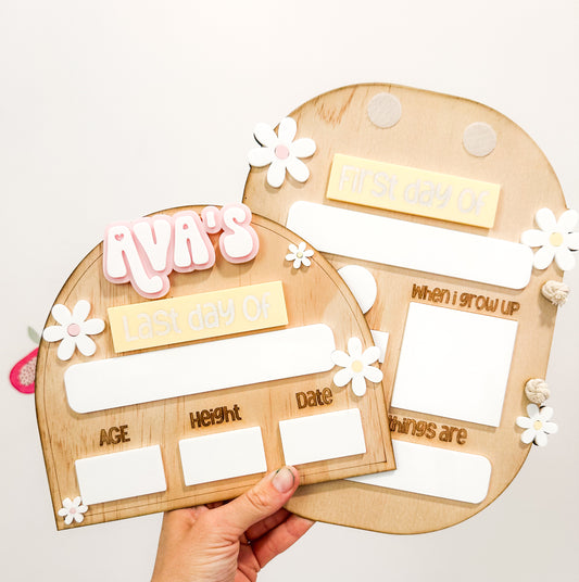 Personalised Daisy first & last day boards
