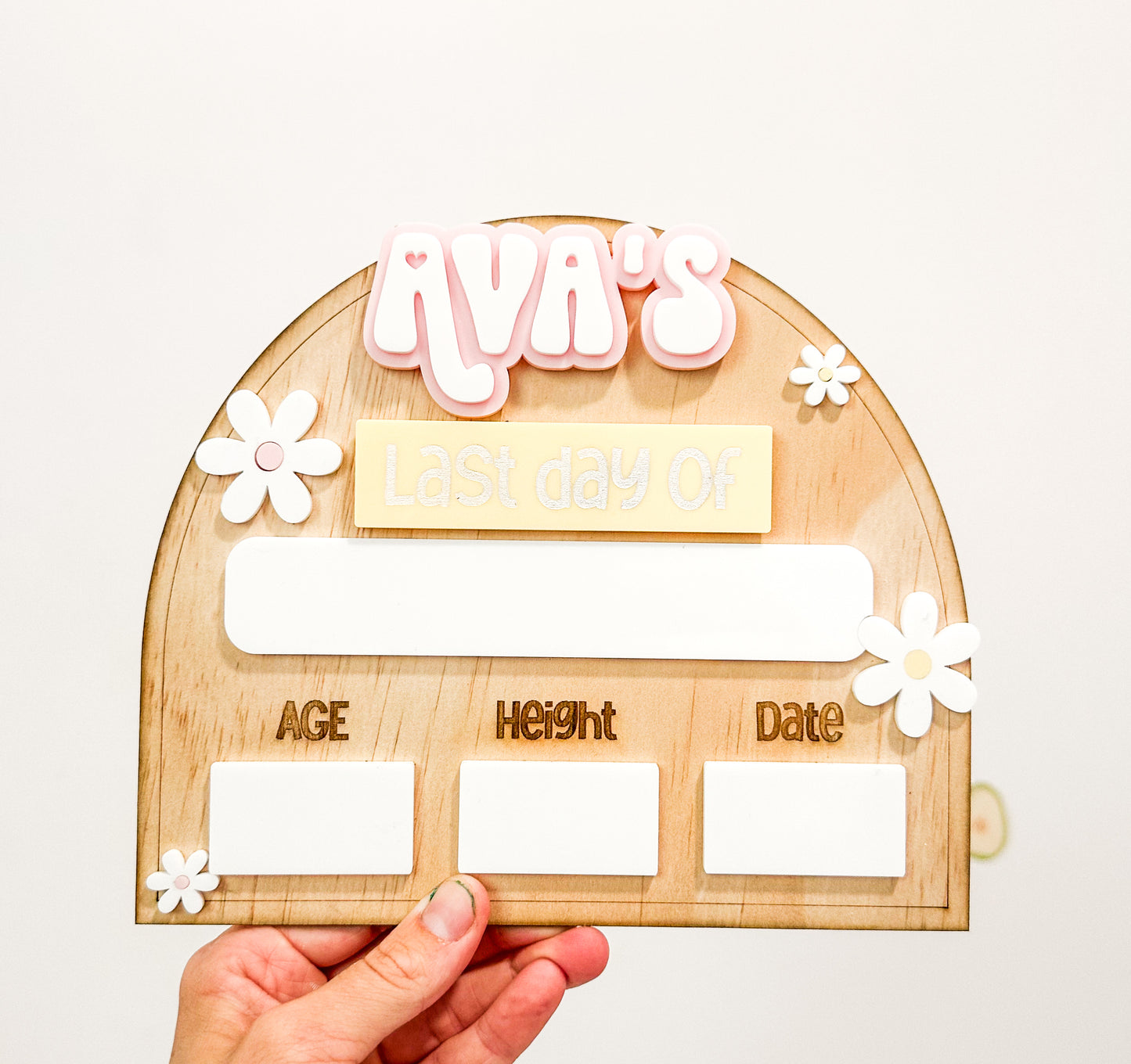 Personalised Daisy first & last day boards