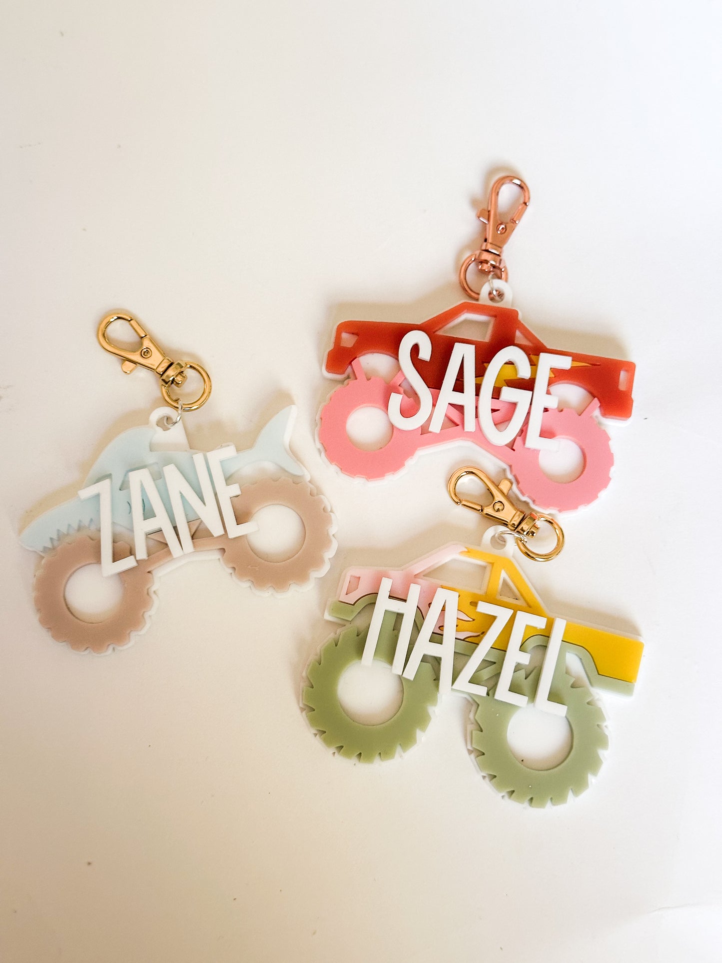 Personalised Monster truck bag tags